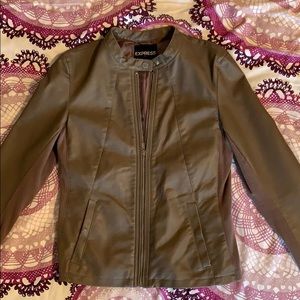 Express Gray Leather Coat